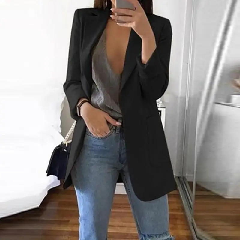 

Slim Business Blazer Women Ladies Winter Autumn Casual Solid One Button Suit Jacket Coat Blazers Outwear Tops