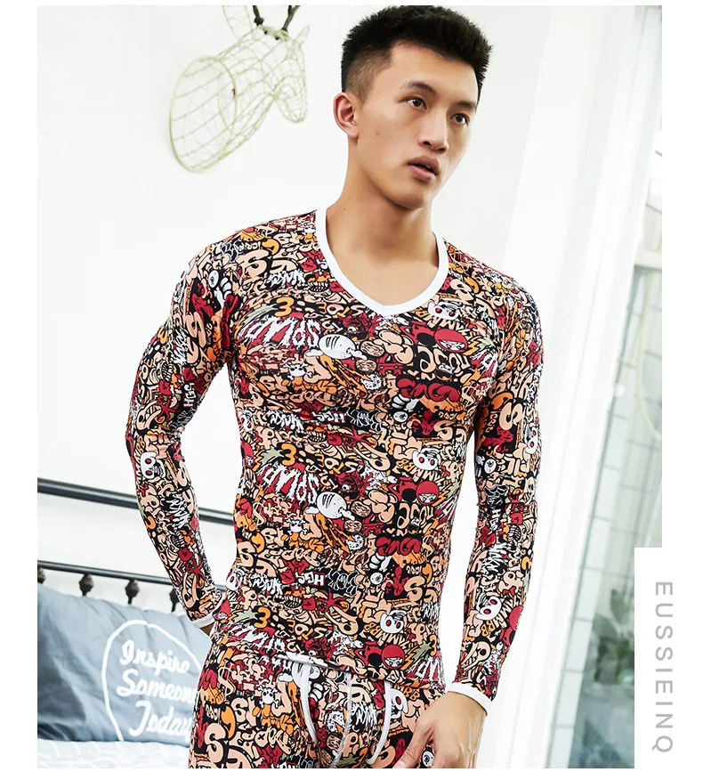 2018 Мужская домашняя одежда хлопок этническое печатное нижнее белье тонкие
