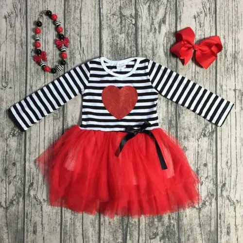 2019 Valentine Day Toddler Dress Kids Baby Girl Love Party Pageant Children Tulle Tutu Clothes | Детская одежда и обувь