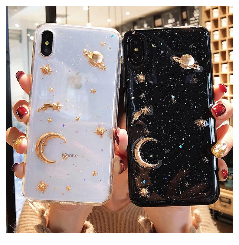 Модный Блестящий чехол со звездами и Луной для телефона iphone 11 Pro max XR X XS MAX 7 8 6 6s plus