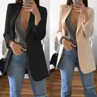 Женский деловой пиджак, Элегантный Приталенный пиджак с длинным рукавом, Повседневный, деловой, однотонный