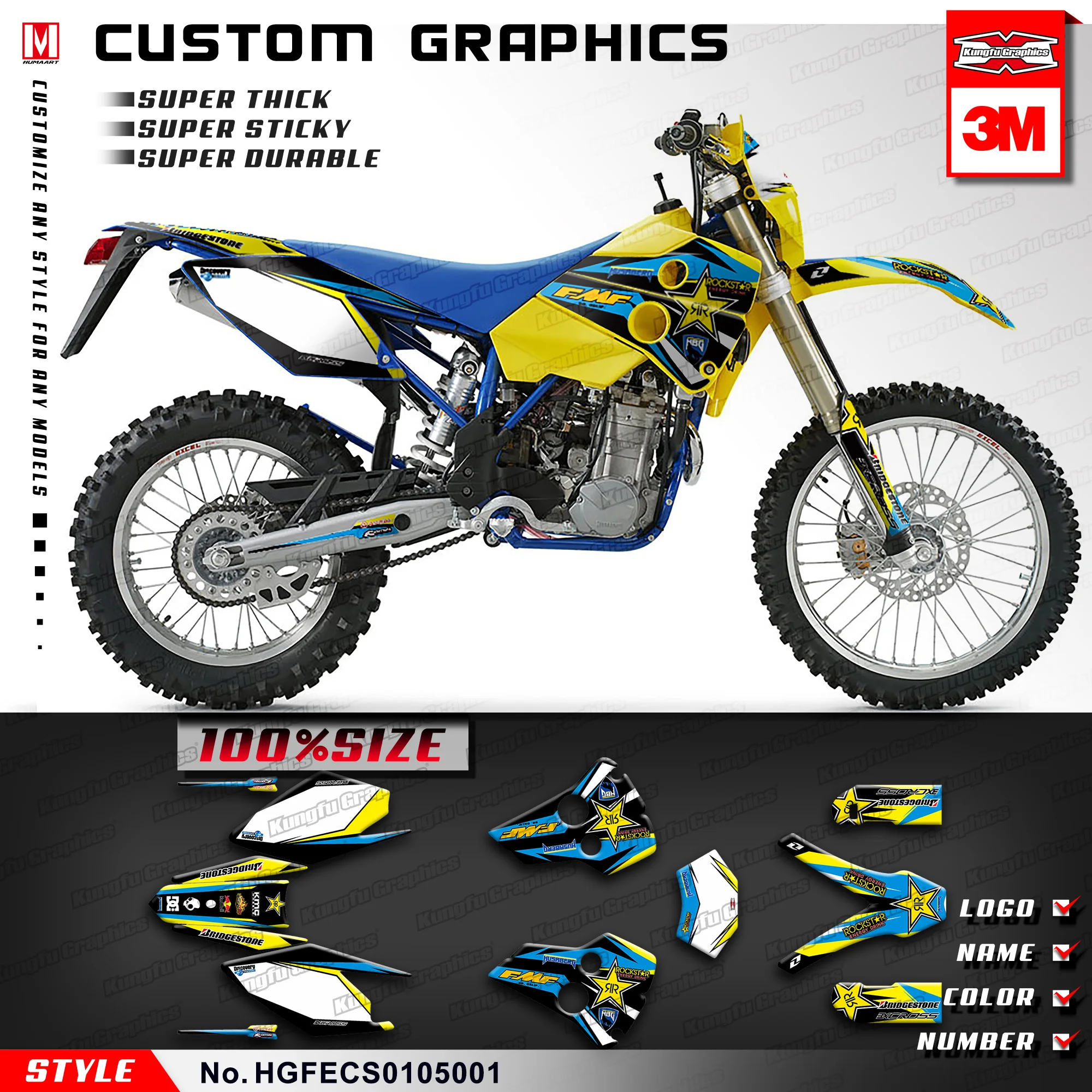 Кунг-фу графика пользовательские наклейки для Husaberg FE FS FC 400 450 501 550 650 2001 2002 2003 2004 2005