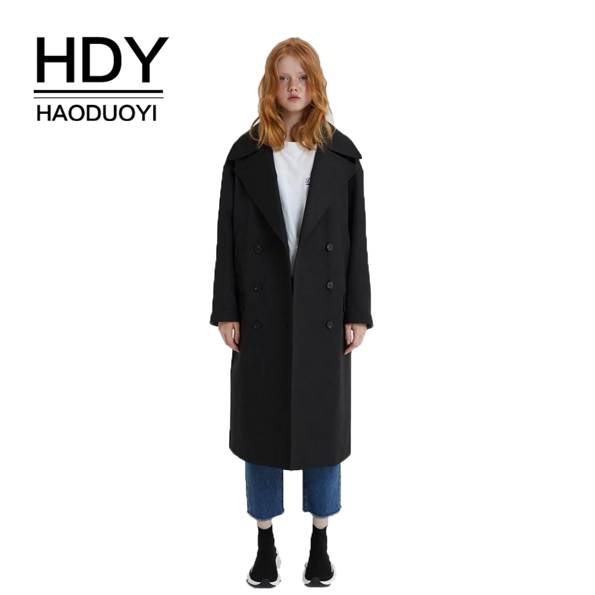 HDY haoduoyi классическое свободное с большим отворотом однобортное манжеты длинное