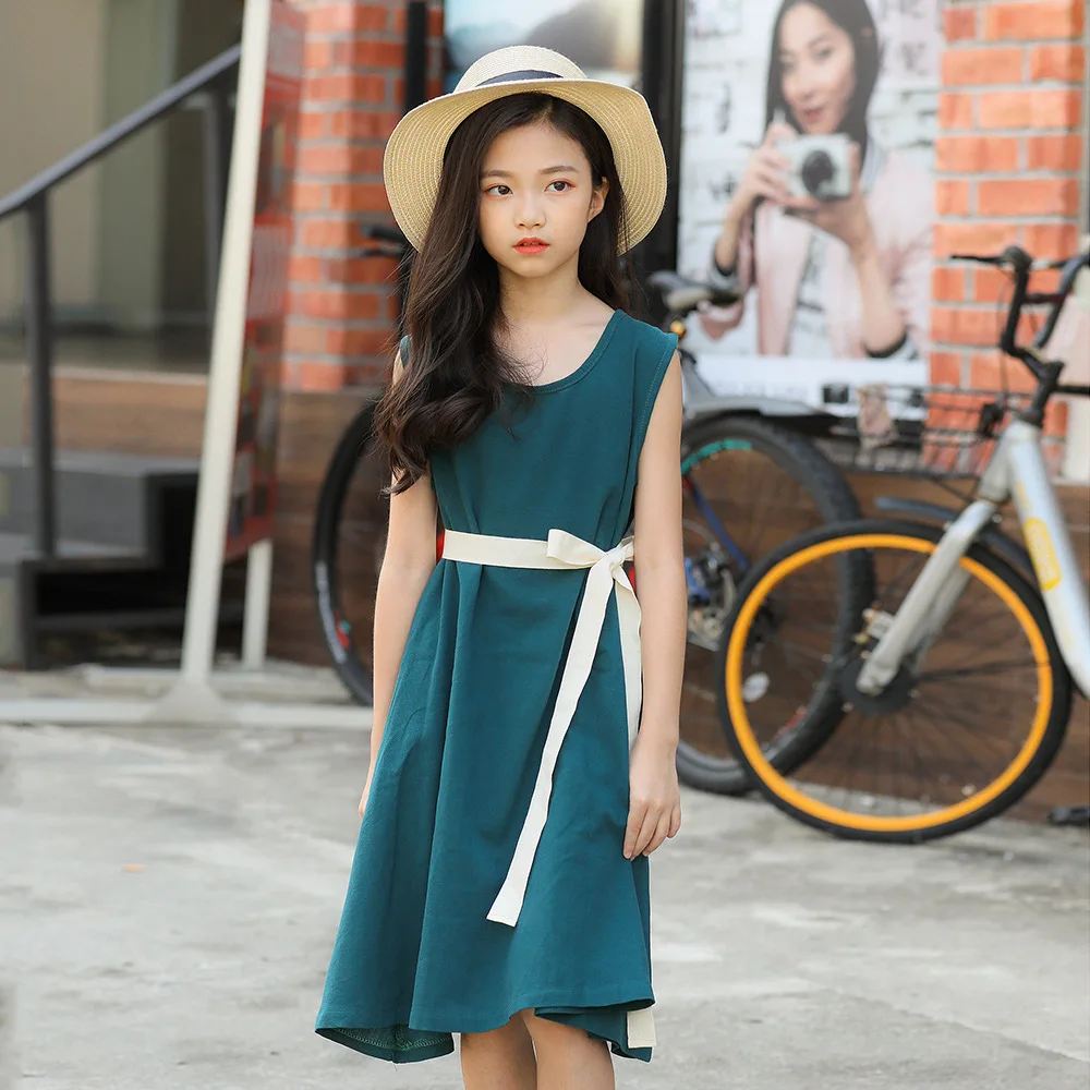 Girls dress summer sleeveless belt long skirt elegant yellow princess 2019 spring new children's | Детская одежда и обувь