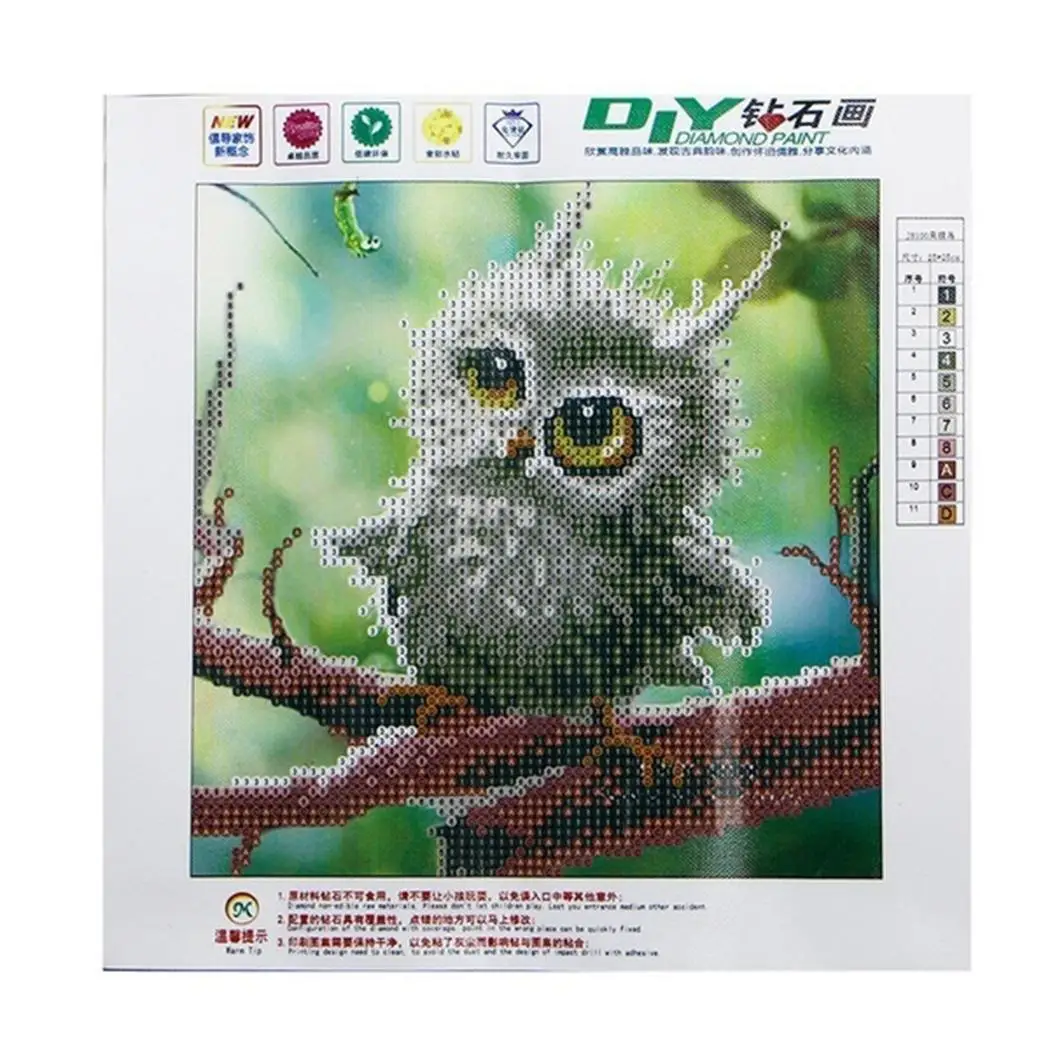 DIY Full Diamond Embroidery Owl Pattern Stick Drill Painting Cross Stitch Bedroom Home Office etc.  Дом и