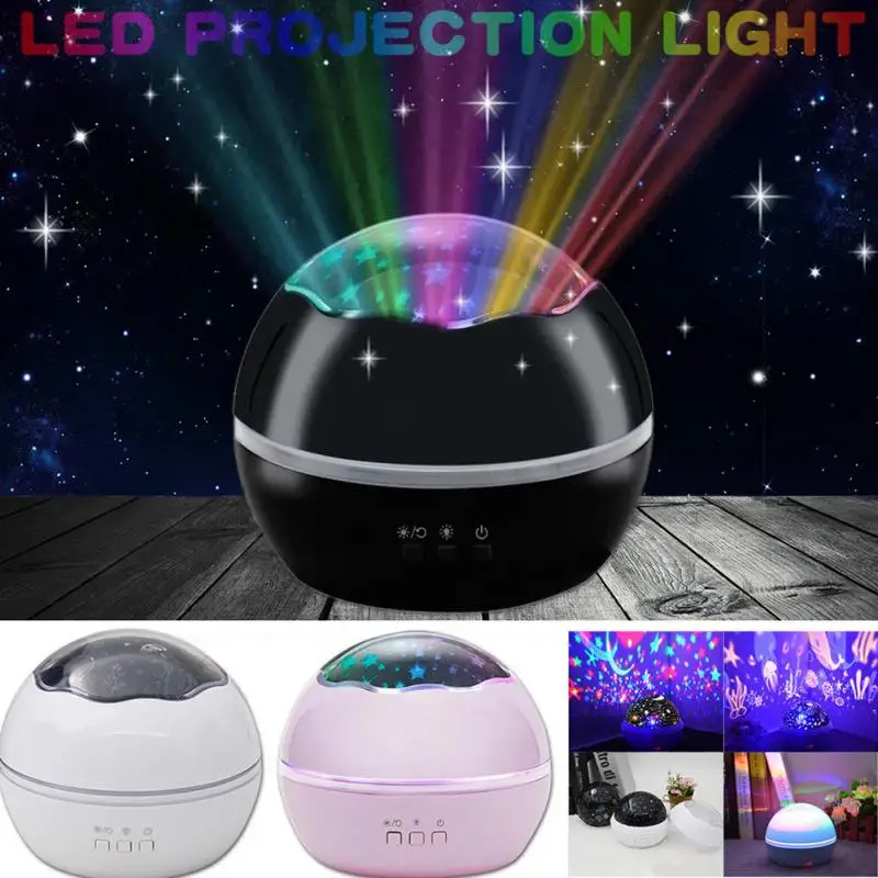 Светодио дный светодиодная вращающаяся Звезда Луна небо проектор Ночник детская
