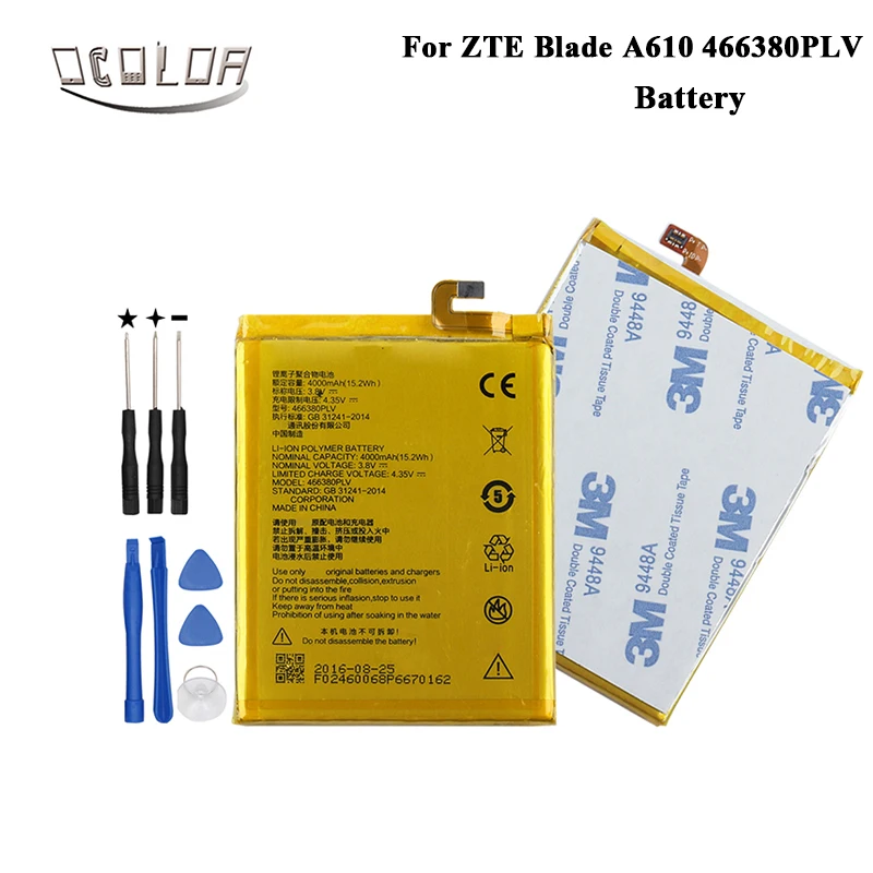 Ocolor для zte Blade A610 466380PLV батарея 4000 мАч запасные аксессуары мобильного телефона