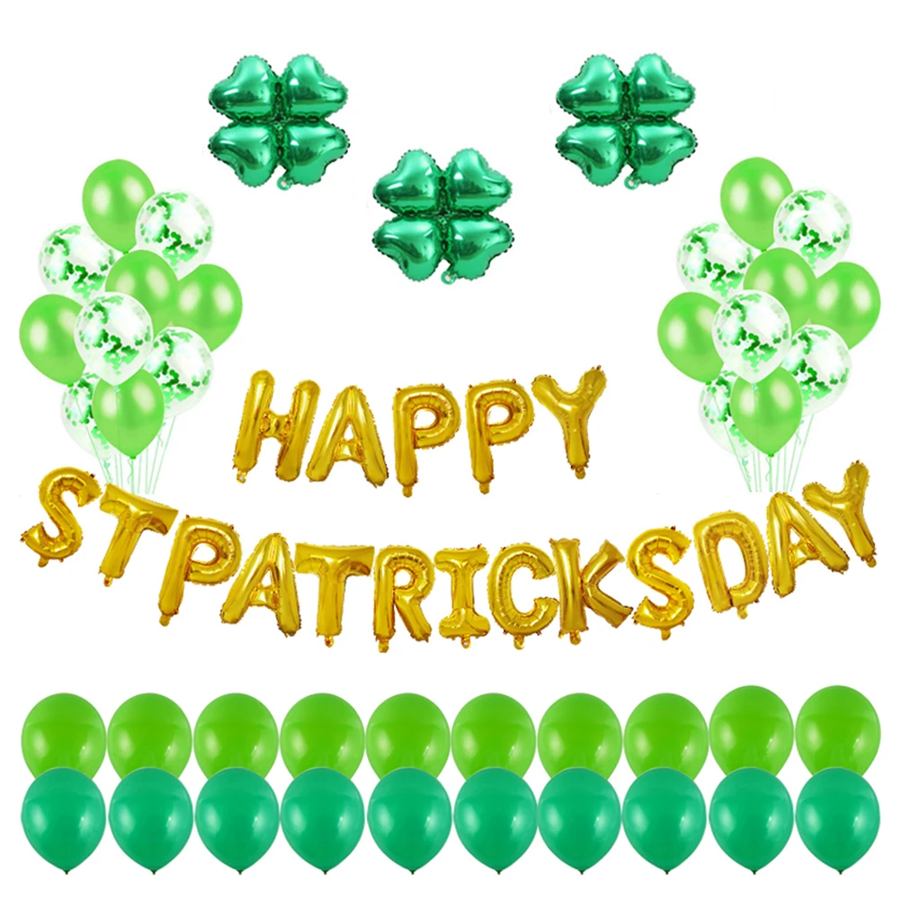 63 шт. латексные и фольгированные воздушные шары Happy Stpatrick's Day прекрасные баннеры