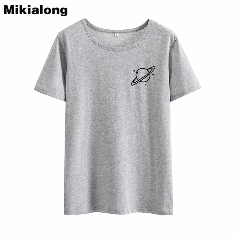Mikialong Planet футболка с графическим карманом женская летняя Tumblr Женская хлопковая