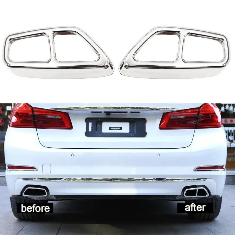 1 пара из нержавеющей стали Exhuast глушитель выхлопной трубы Накладка для BMW 5 серии |