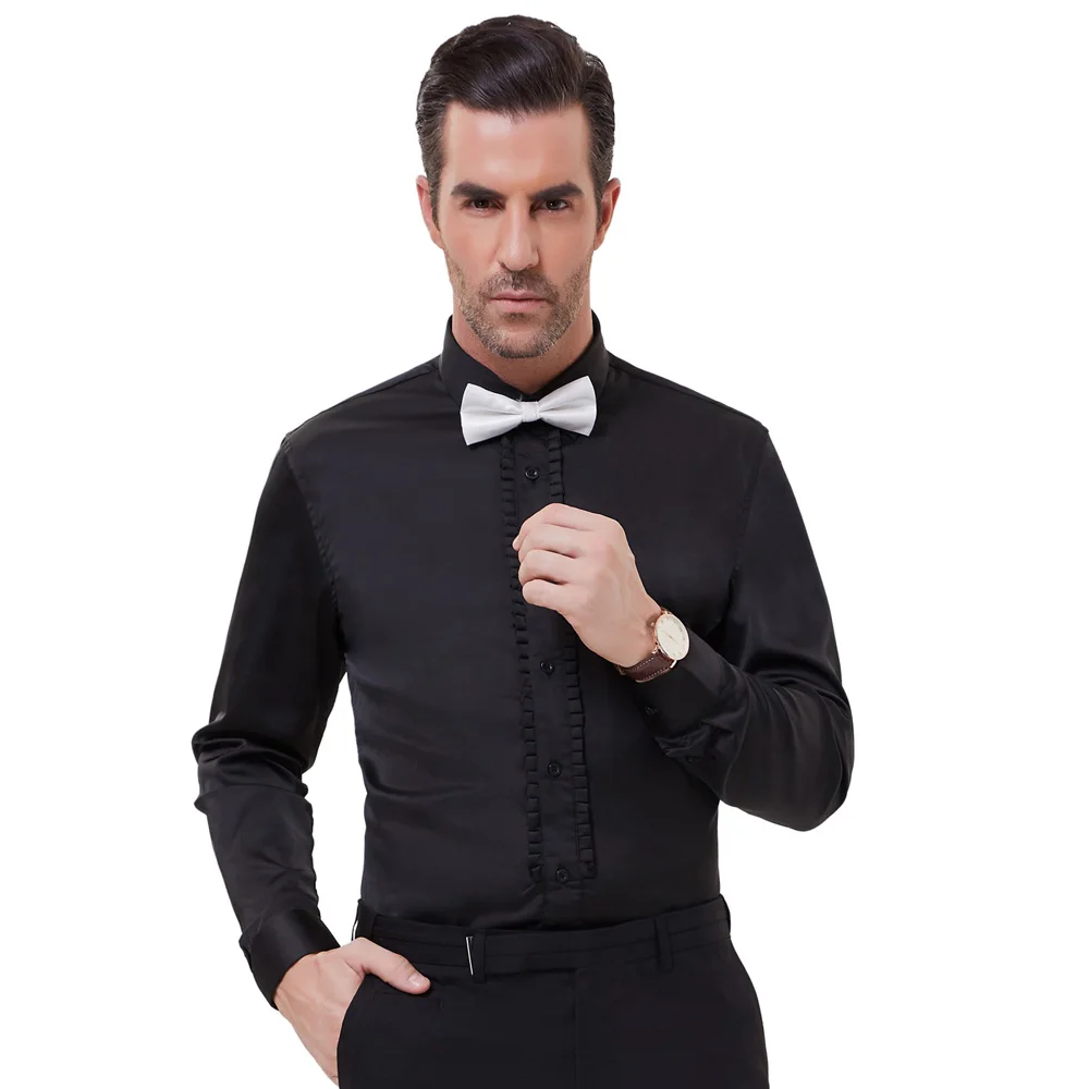 Винтажная Мужская рубашка camisas для вечеринки однотонная стильная и приталенная с