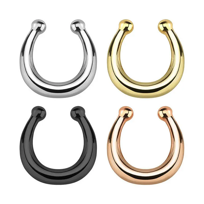 

1pcs U Shaped Fake Nose Ring Hoop Septum Rings Stainless Steel Nose Piercing Fake Piercing Oreja Pircing Jewelry