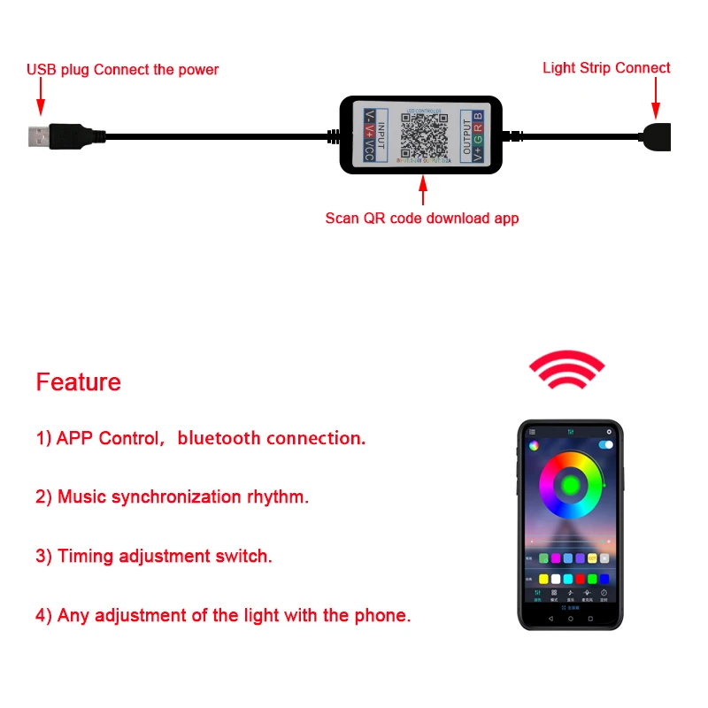 DC 5 24V Bluetooth LED контроллер Смарт IOS/Android телефон приложение RGB 4 канала для