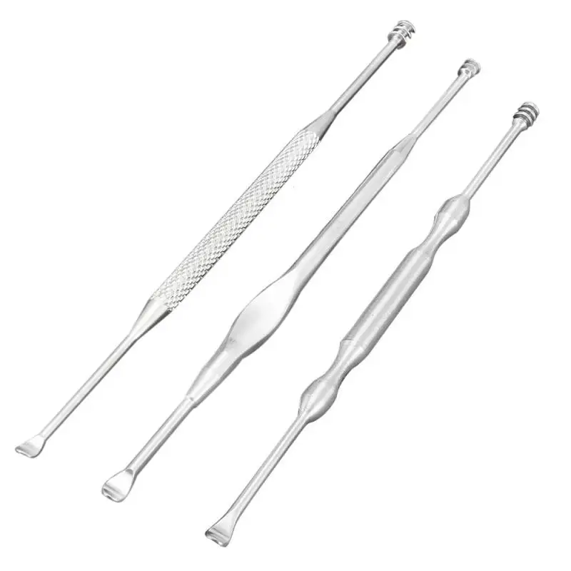 3pcs Ear Wax Pickers Cleaner Stainless Steel Double-ended Remover Tool Curette Earpick Spoon Cleaning L3 | Красота и здоровье