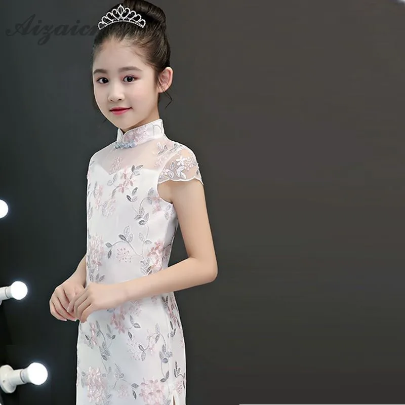 Модное детское короткое платье чонсам современное принцессы детские платья Qipao
