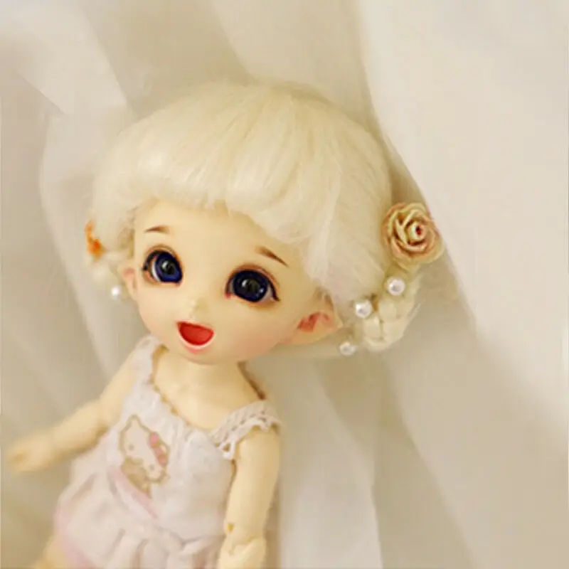 [Wamami] Бежевый длинный шерстяной парик/волосы Подходит для 1/8 Pukifee Ae Lati BJD Dollfie 12