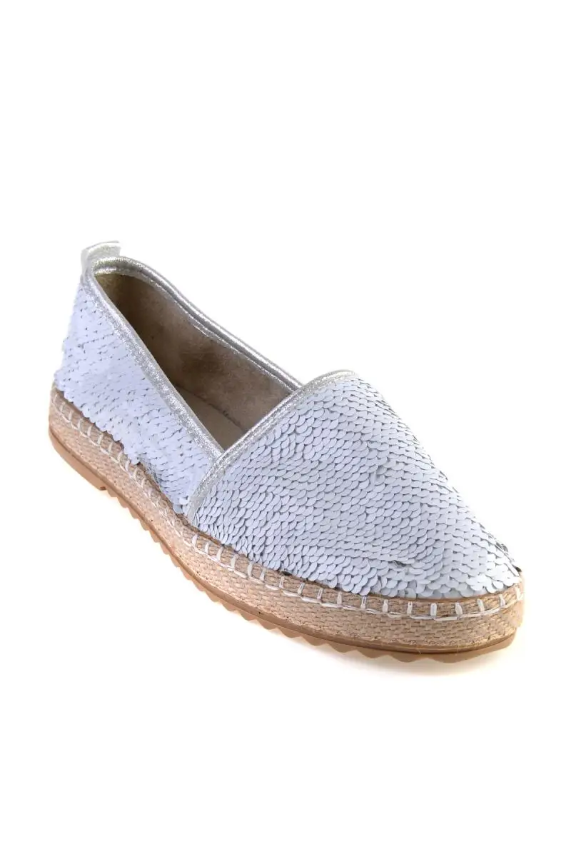 Bambi Белый Серебряный женский Espadril F0365004153|Обувь без каблука| |