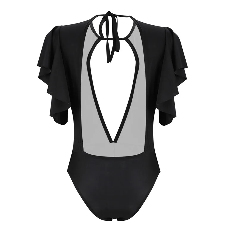 Женский купальник с оборками и открытыми плечами цельный сексуальный открытой