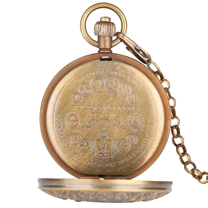 Часы механические карманные винтажные с цепочкой цветочным дизайном оленя и