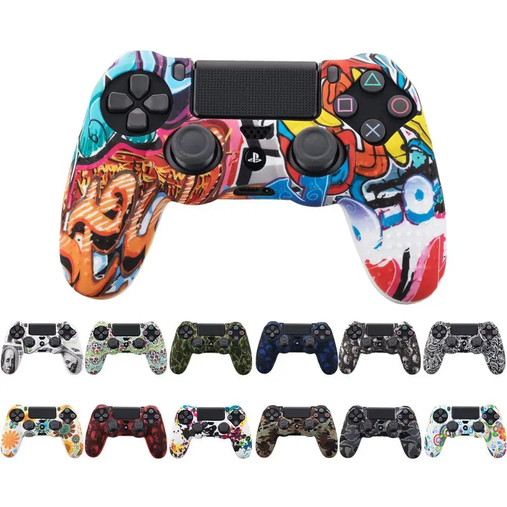 

Camouflage Case Graffiti Studded Dots Silicone Rubber Gel Skin for Sony PS4 Slim/Pro Controller Cover Case for Dualshock4 r20