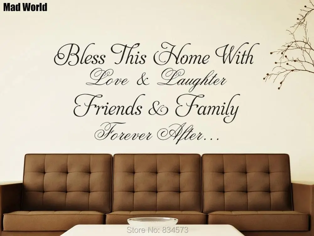 Bless This Home With Love And Laughter Family Wall Art Stickers Decals DIY Decoration Removable Decor | Дом и сад