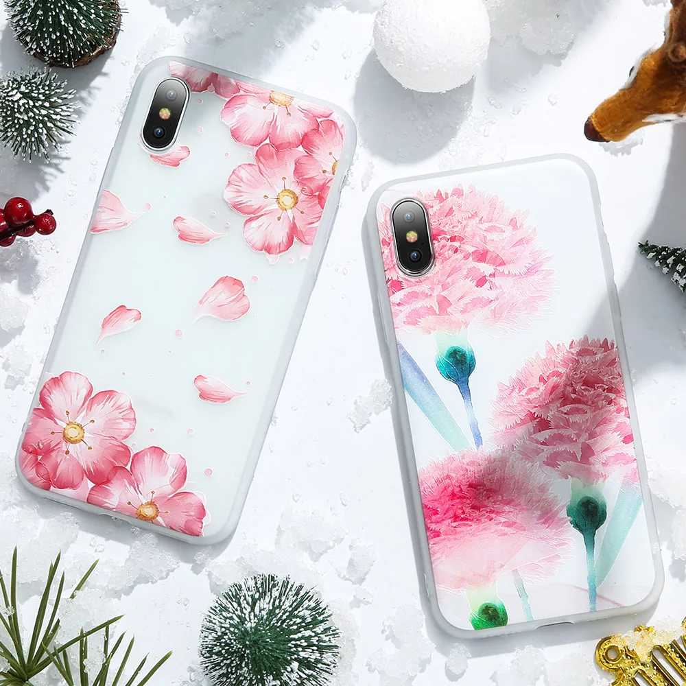 Чехол для телефона KISSCASE Honor 10 Lite 7A рельефные цветы ТПУ чехол s Huawei 9 8X Coque #4 |