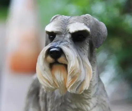 

German Gray Schnauzer Dog Hand Painted Resin Figurine Statue Home Model
