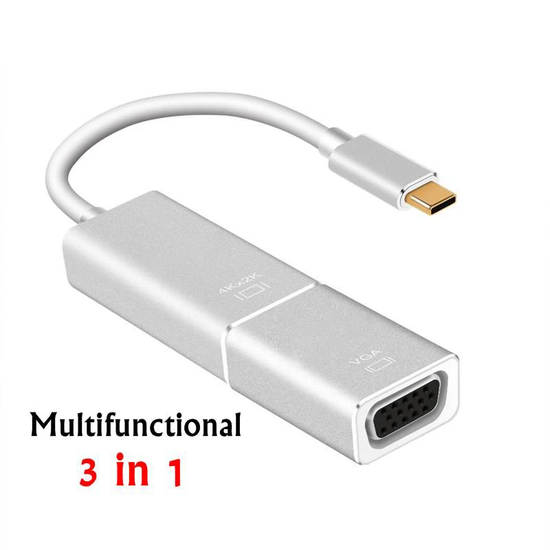 3 в 1 Usb C Тип для Vga/F кабель Поддержка 4K x 2K папа женщин Hdmi конвертер Vga адаптер Macbook Pro