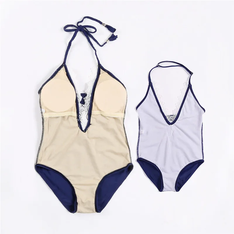 Семейные комплекты купальник 2018 мать и дочь Холтер Бикини Для женщин Одежда для