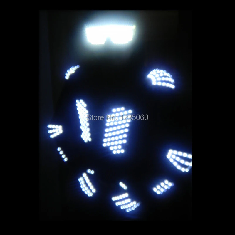 Светодиодный Белый Цвет светильник маскарадный костюм куртка Световой Робот