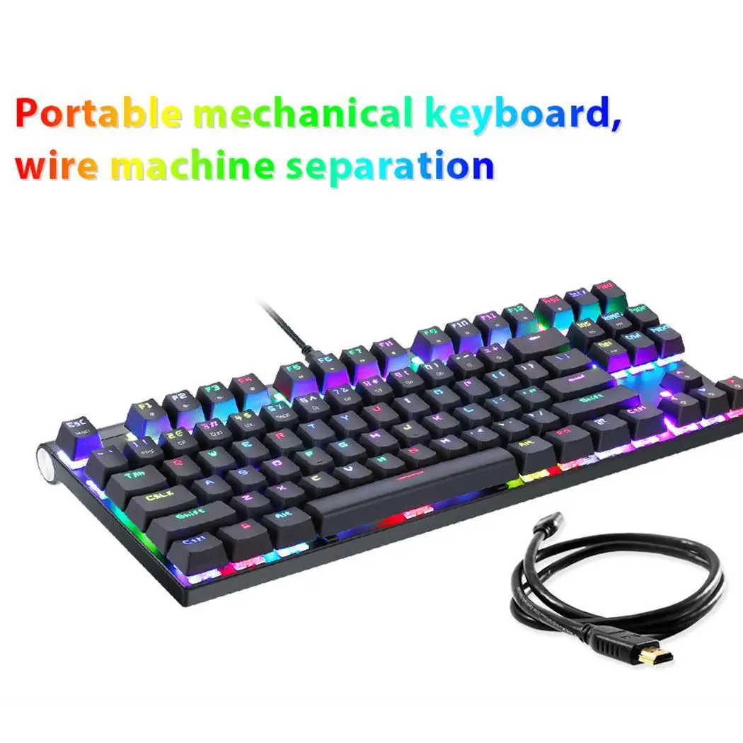 Motospeed CK101 Проводная Механическая клавиатура Металл 87 ключей RGB синий красный