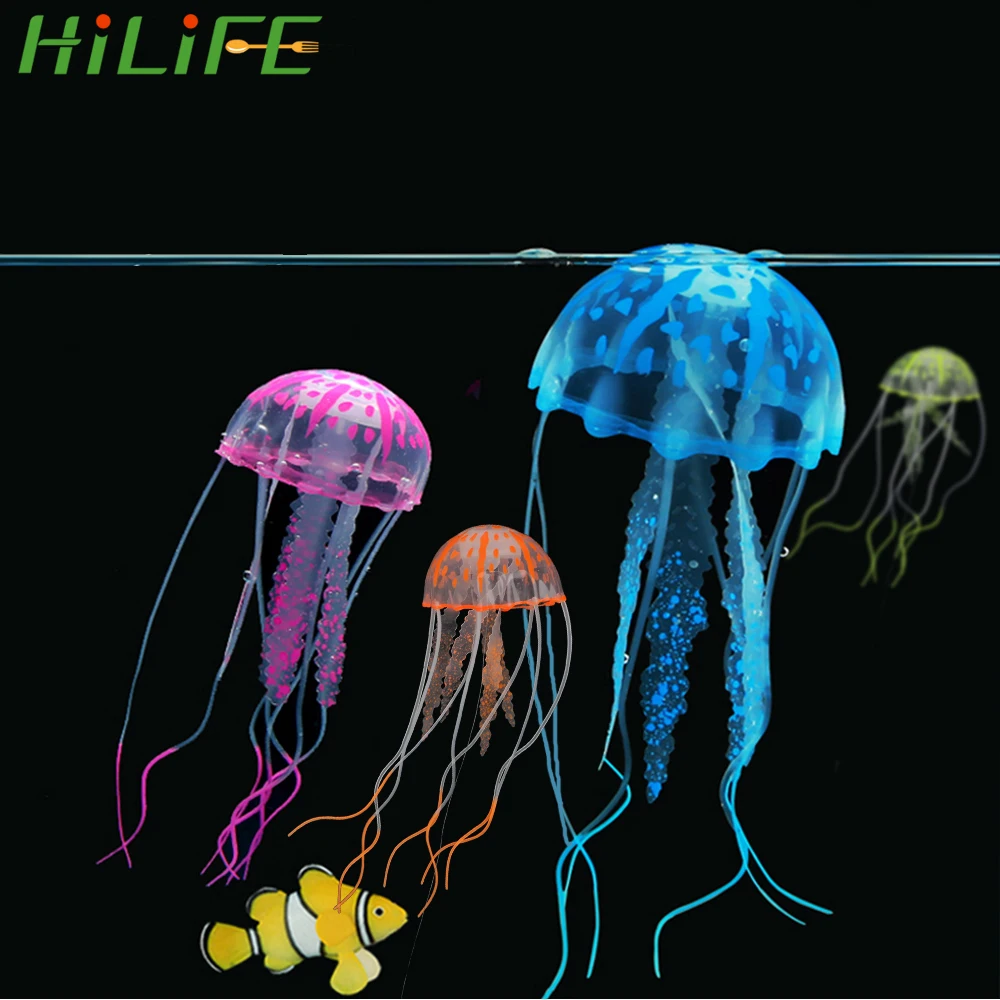 HILIFE украшение для аквариума силиконовая имитация медузы 1 шт. светящийся
