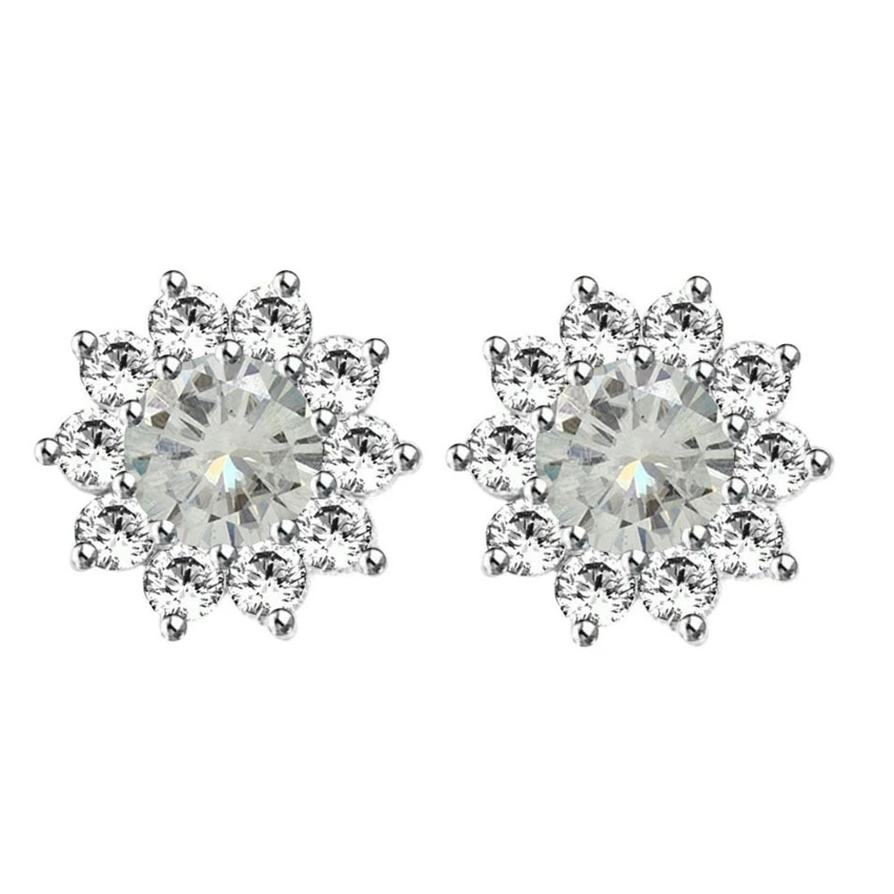 10 k White Gold 4 5 ct муассанит солитер цветок Halo Stud Earrings|Серьги| |
