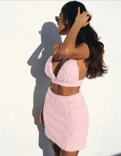 Сексуальный женский комплект из 2 предметов размера плюс Пушистый Плюшевый