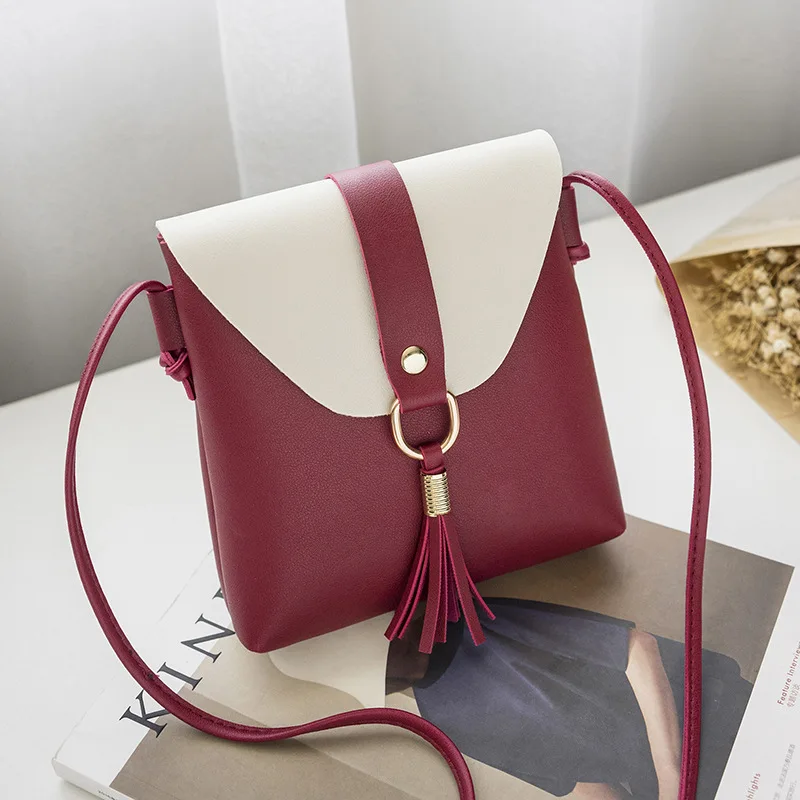 

New Hit Color Satchel Lady Women Crossbody Messenger Bag PU Leather Tassels Small Shoulder Bags