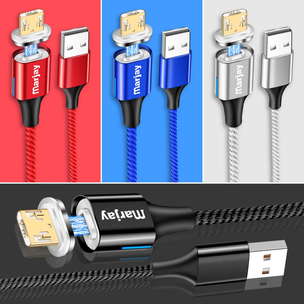 Магнитный кабель Micro USB Marjay Type C 1 м для быстрой зарядки iPhone Samsung Xiaomi кабели