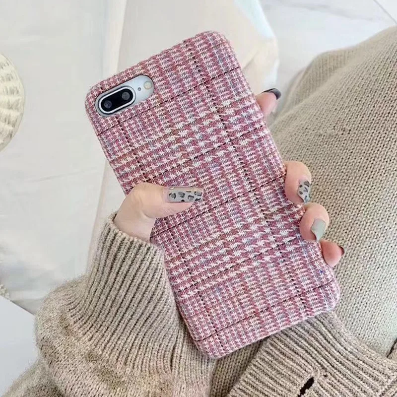 Розовый тканевый сетчатый чехол для телефона Apple iPhone X 8 7 6S 6 Plus милый модный мягкий