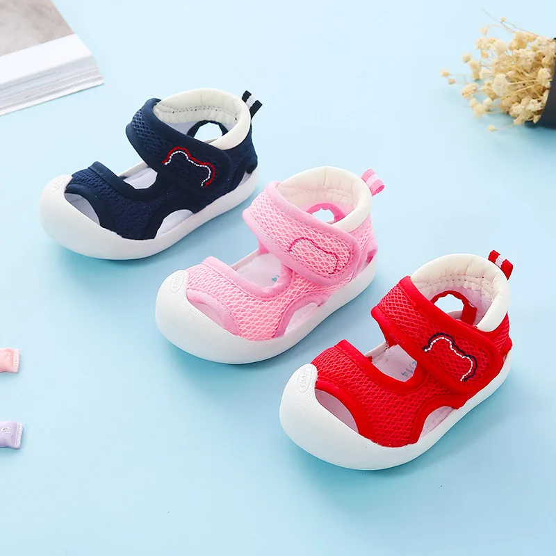 Трикотажные кроссовки из хлопка для начинающих ходить летние дышащие сетчатые