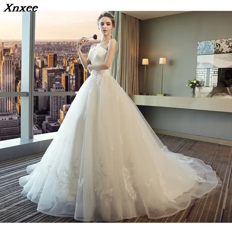 Xnxee Модные Винтажные белые платья с длинным шлейфом Vestidos de Noivas Большие размеры