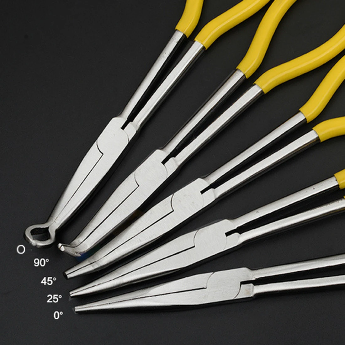 

0/25/45/90 Degree Bent Nose or O-shape Tip Craft Repairing Tool Bent Nose Pliers 270mm Extra Long Pliers