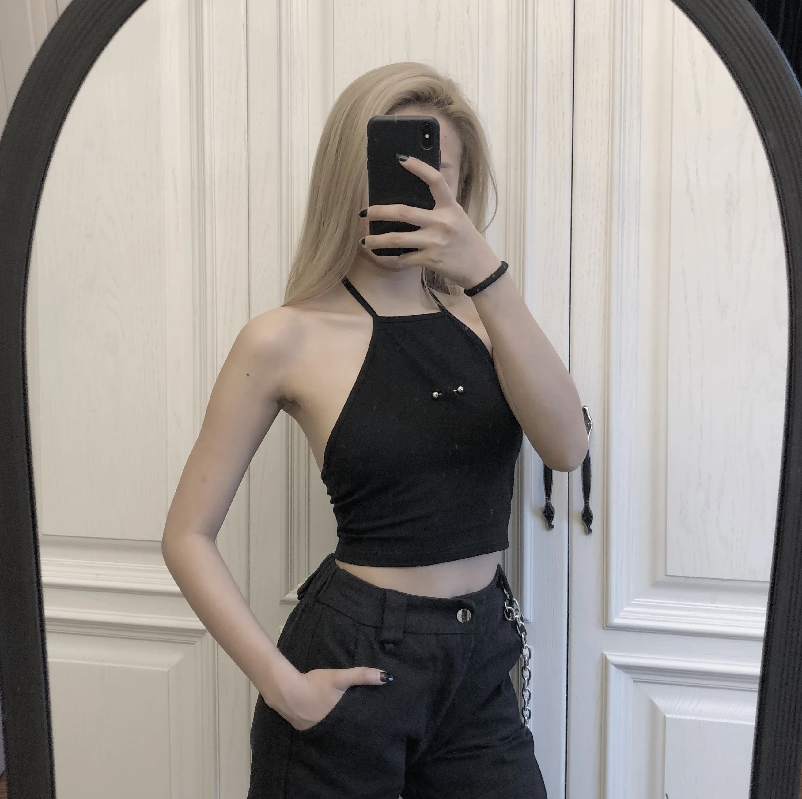 Сексуальный женский Готический топ на бретельках с открытой спиной и шнуровкой |