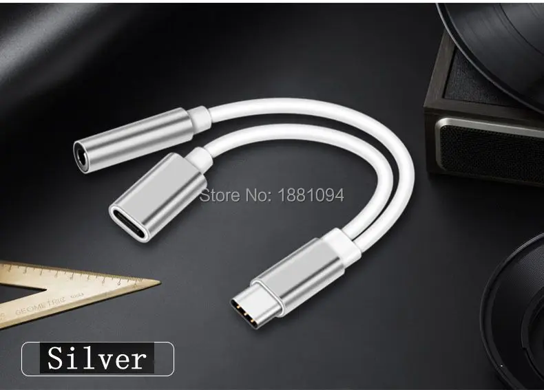 200pcs/lot USB Type C Adapter Charger Audio Cable 2 In 1 Type-C To 3.5mm Jack Earphone Aux Converter For Huawei xiaomi phone | Электроника