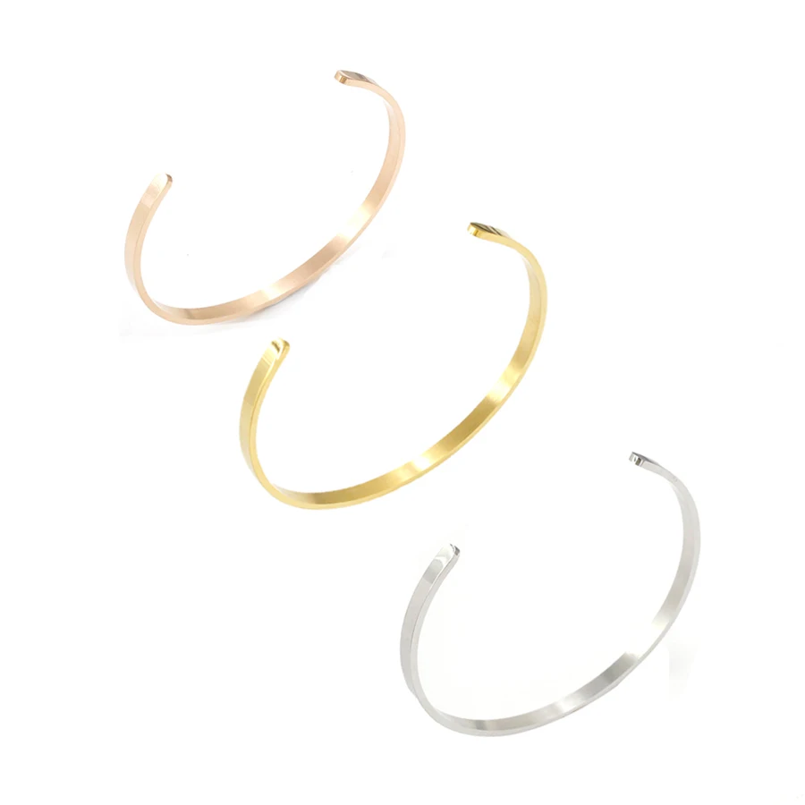 Fnixtar 1.8mm Thickness 4mm Width Stainless Steel Open Cuff Bangle Personalised Engrave Blank DIY 10piece/lot | Украшения и