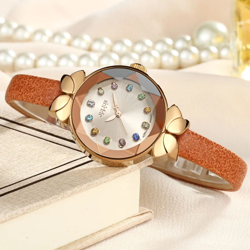 Часы Top Julius Lady MIYOTA женские с цветным кристальным узлом модные часы браслет для