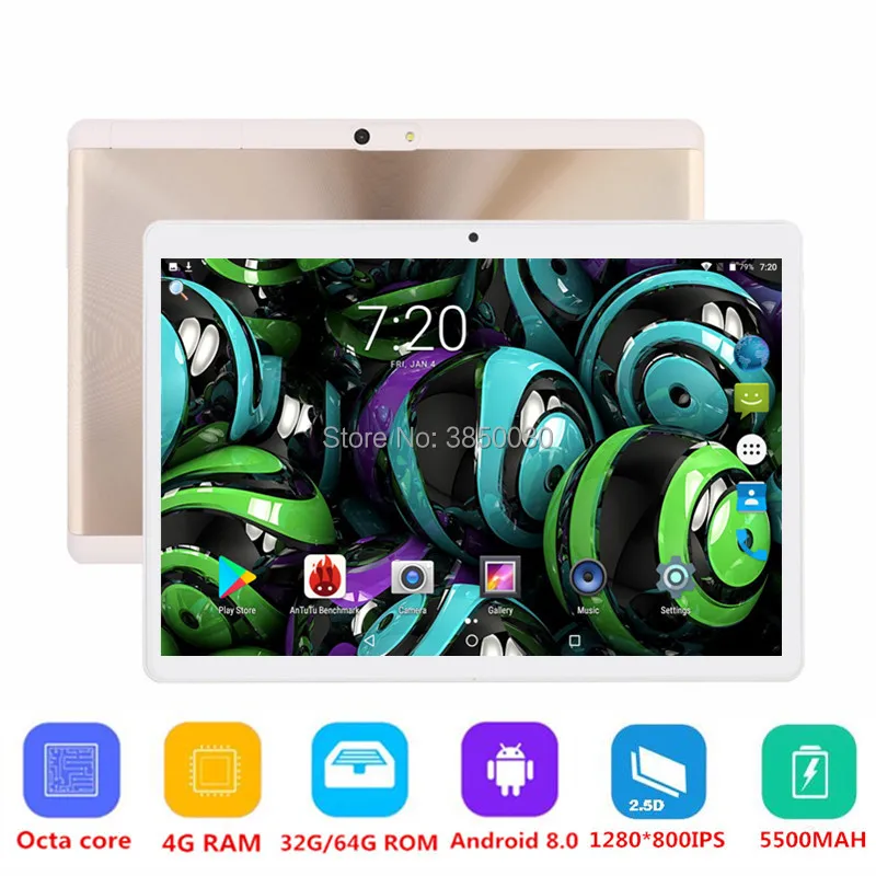 10 дюймовый Android 8 0 планшетный ПК 3G 4G FDD LTE Phablet Поддержка Netflix Youtube Восьмиядерный 64 Гб