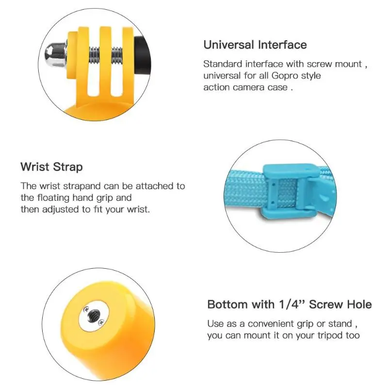 Водонепроницаемый Поплавок плавающая рукоятка для селфи с ремешком GoPro Hero7 6