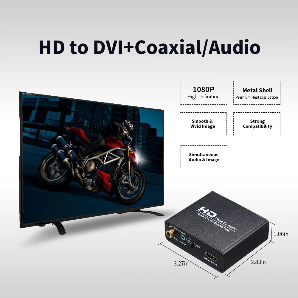 HD к DVI конвертер коаксиальный 3 5 аудио аналоговый и цифровой адаптер сигнала для
