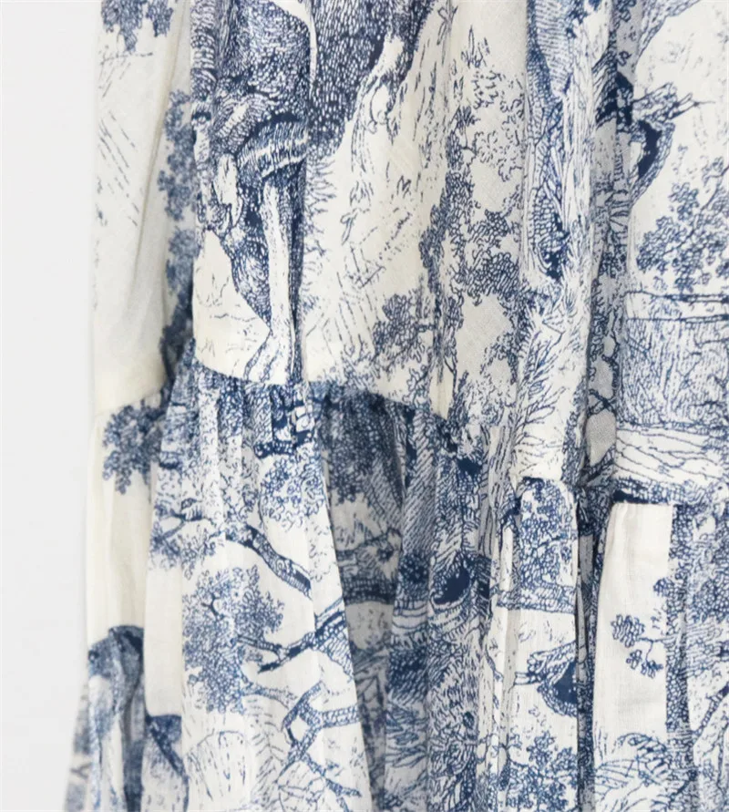 Высокое качество Лето 2019 г. Винтаж принт вечерние партии длинная юбка высокая