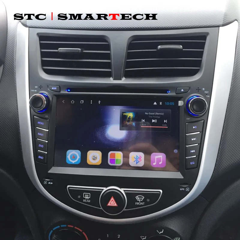 Автомобильный dvd плеер SMARTECH 2 Din Android 7 1 gps навигация Автомагнитола для Hyundai Solaris accent