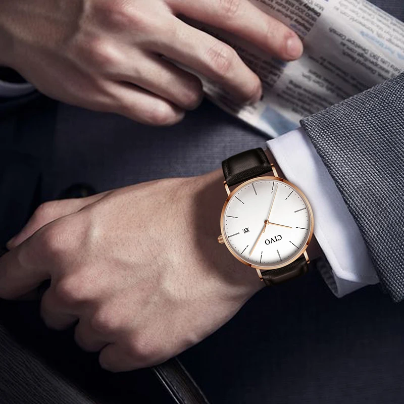 

CIVO Fashion Classic Watches Luxury Genuine Leather Chronograph Sport Date Quartz Wristwatch Waterproof Watches Reloj De Hombre